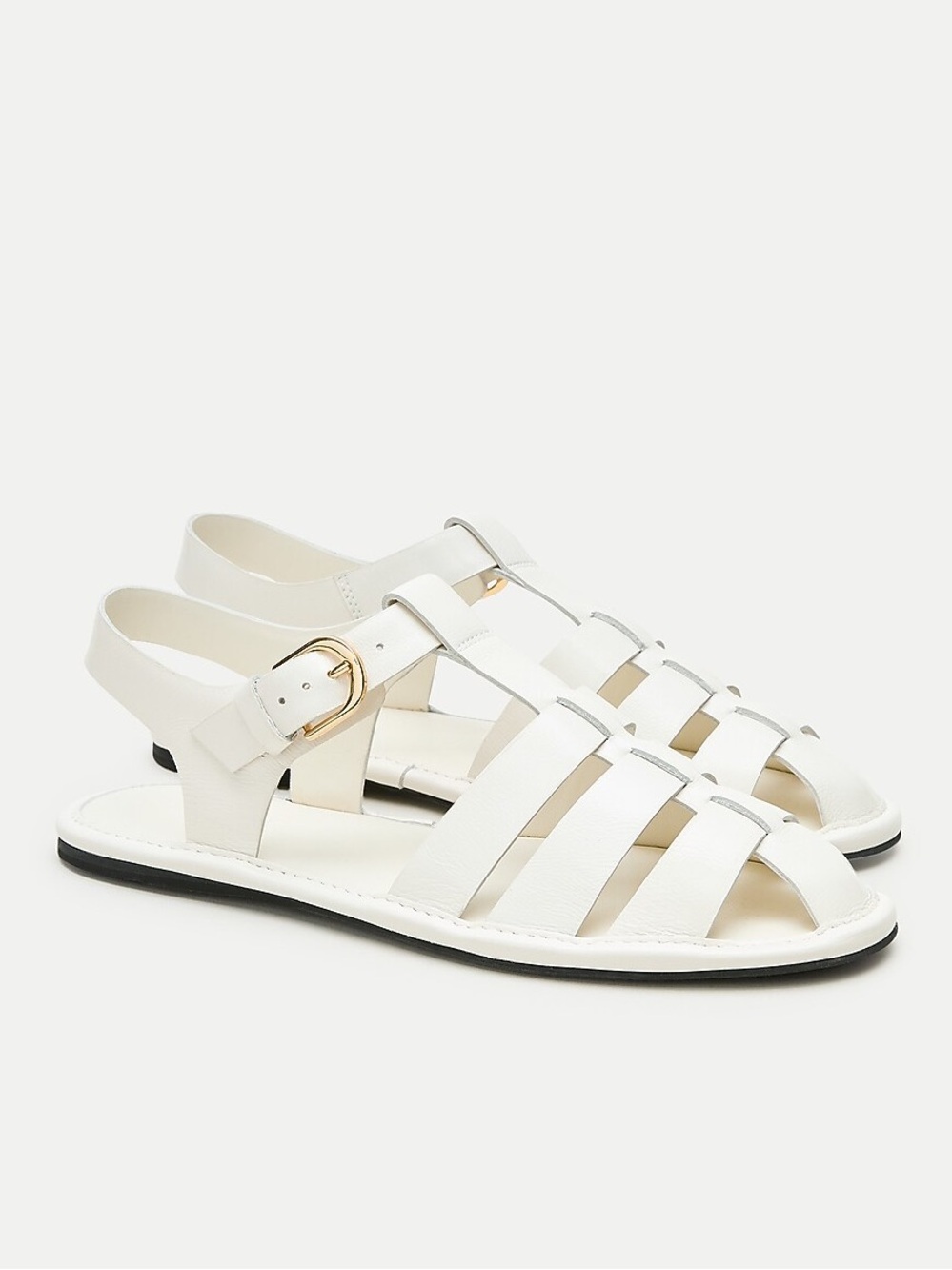 J. Crew Ivory Fisherman Sandals in Crinkle Leather